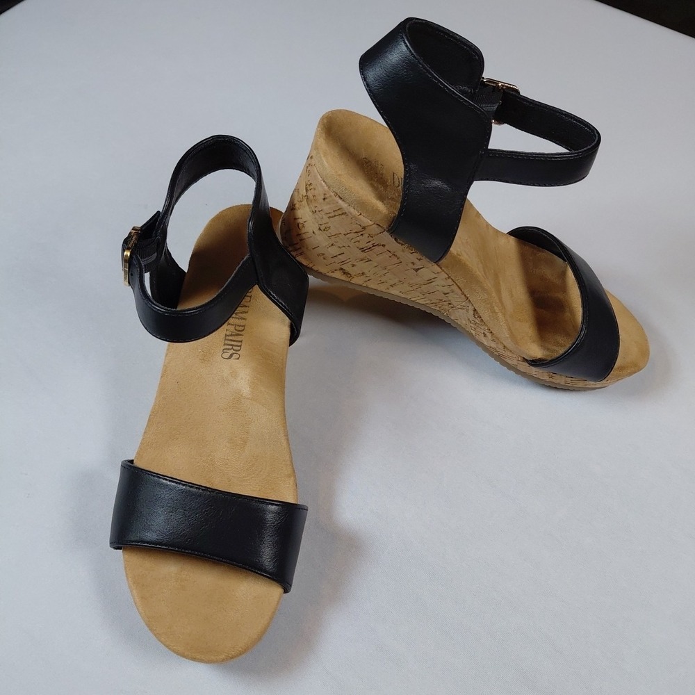 Women's Size 6 Dream Pairs Nini-8 Black Wedge Sandals Shoes Cork - Picture 2 of 15